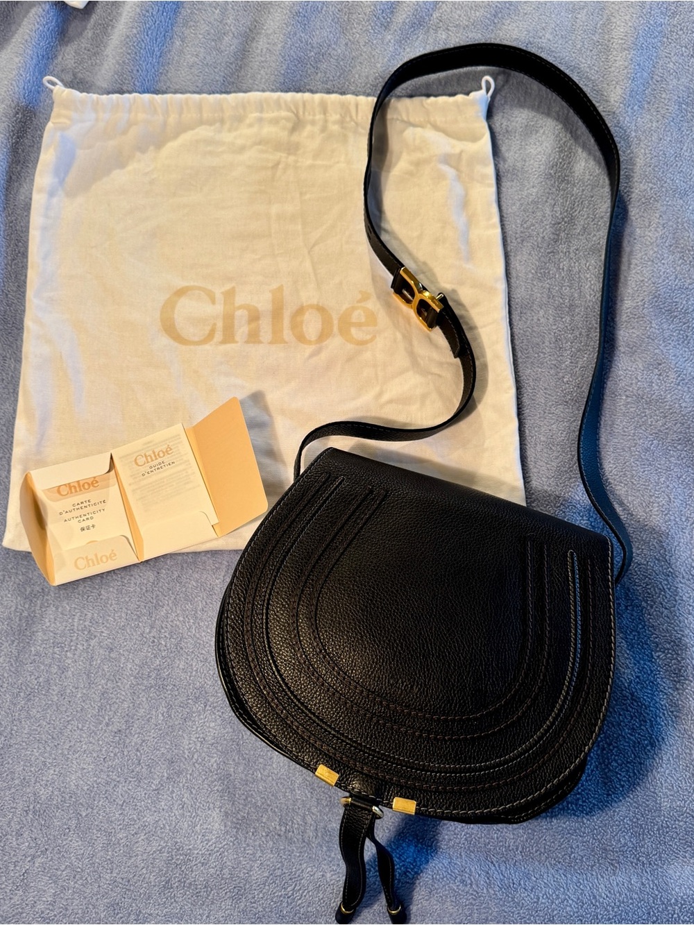 Chloe Marcie Leather crossbody Saddle Bag -medium Black